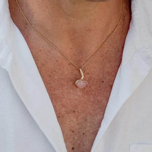 Anhänger aus der Serie "Dolce" Sterlingsilber 925/- vergoldet mit einem Rosenquarz