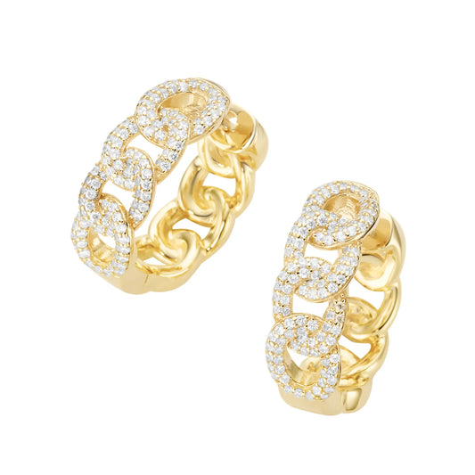 Giorgio Martello Klappcreolen in Panzerketten-Design mit Zirkonia