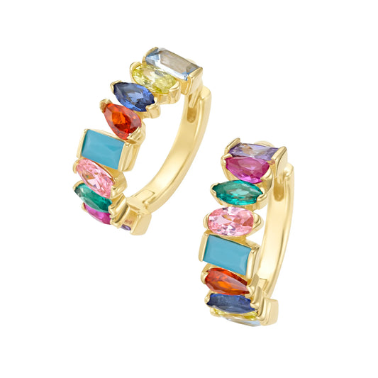 Giorgio Martello Klappcreolen Korund pink und Zirkonia mehrfarbig