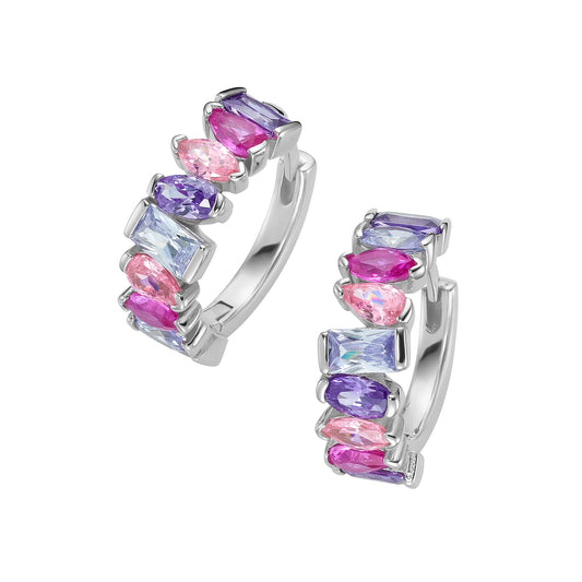 Giorgio Martello Klappcreolen Korund pink und Zirkonia mehrfarbig