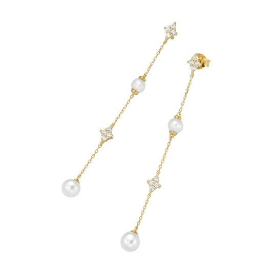 Giorgio Martello Ohrhänger mit Süßwasser-Perlen und Zirkonia