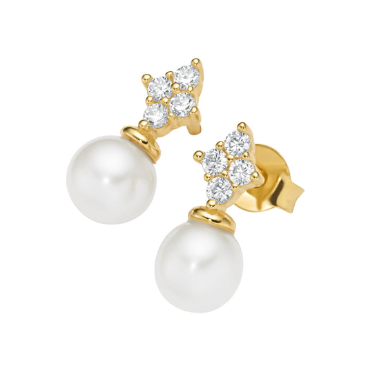 Giorgio Martello Ohrstecker mit Süßwasser-Perlen und Zirkonia