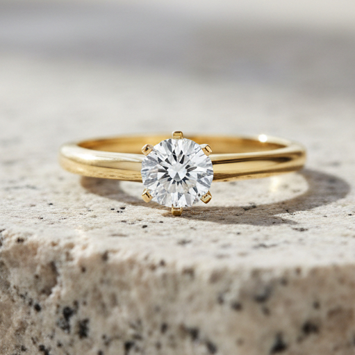 noën Sparkle Ring "medium" in 585/- gold with 6 diamonds