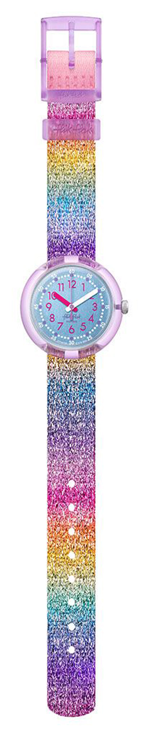 Flik Flak SHINE IN RAINBOW FPNP128 Kinderuhr buntes Band und Kristalle