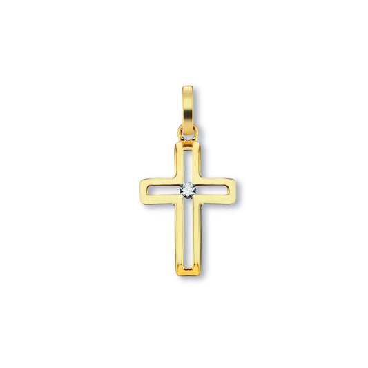 Anhänger Kreuz Gelbgold 333/- mit Zirkonia 23.3mm