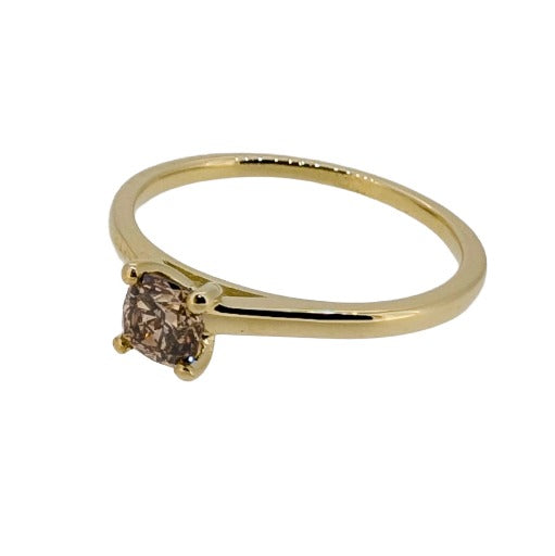 Verlobungs-Ring 0.4 Carat Diamant Cushioncut 585/- Gelbgold