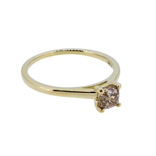 Verlobungs-Ring 0.4 Carat Diamant Cushioncut 585/- Gelbgold