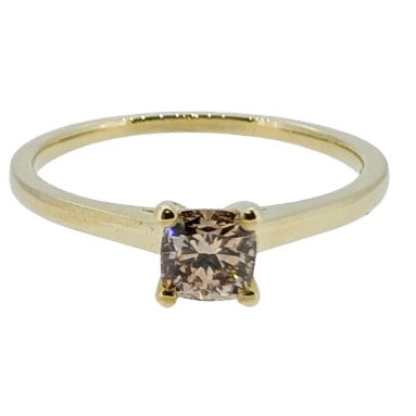 Verlobungs-Ring 0.4 Carat Diamant Cushioncut 585/- Gelbgold