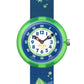 Flik Flak GLOWLINS Kinderuhr grün blau mit kleinen grünen Feen.