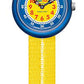Flik Flak RETRO YELLOW mit blauem Gehäuse und einen gelben Armband
