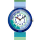 Flik Flak STRIPY GREEN FBNP226 Kinderuhr Türkis Blau Grün Textilband