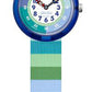 Flik Flak STRIPY GREEN FBNP226 Kinderuhr Türkis Blau Grün Textilband