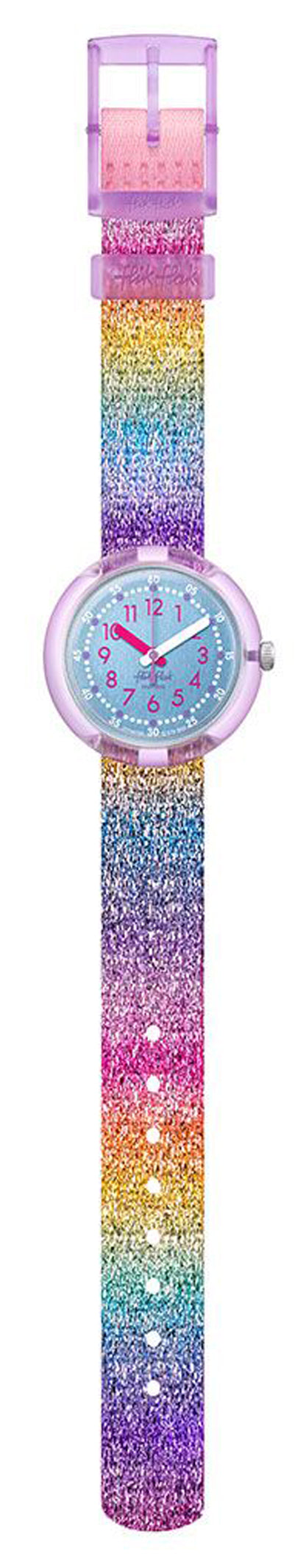 Flik Flak SHINE IN RAINBOW FPNP128 Kinderuhr buntes Band und Kristalle